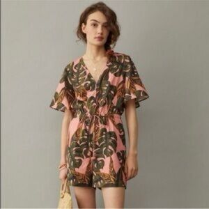 Farm Rio Sunset Palm Romper in size XL